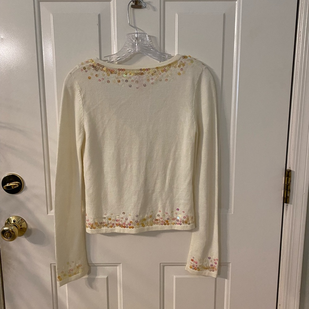 Charlotte Tarantola cream cardigan with beautiful sequin detail, size S - Picture 2 of 5